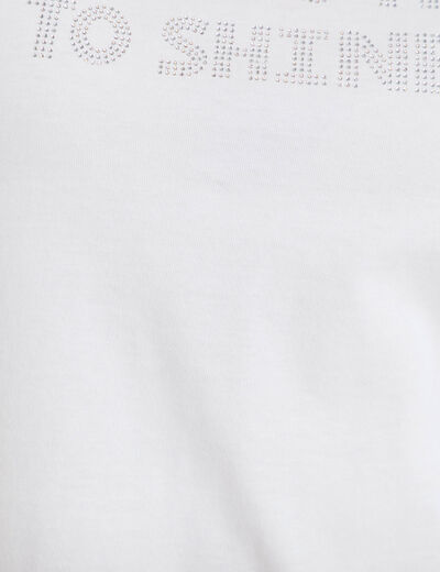 T-shirt col rond manches courtes blanc femme