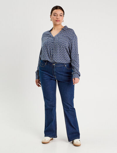 Chemise manches longues bleu foncé femme