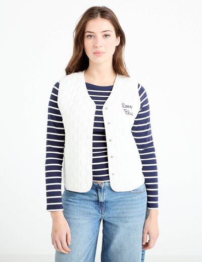 Gilet sans manches matelass&eacute; ecru femme