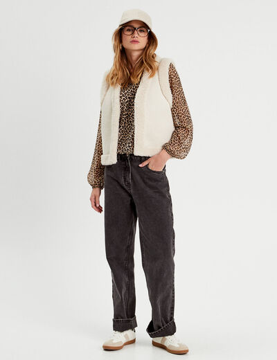 Blouse manches longues beige femme