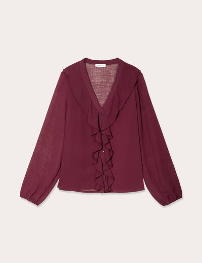 Blouse avec volants prune femme
