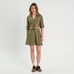 Robe chemise trapèze ceinturée vert kaki femme