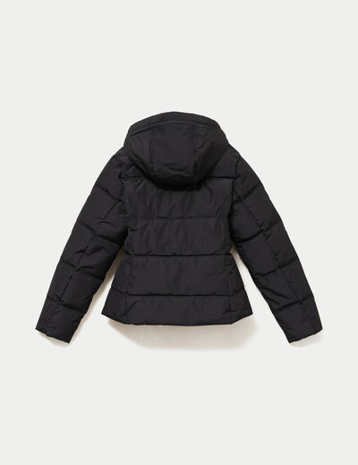 Doudoune cintr&eacute;e &agrave; capuche noir femme