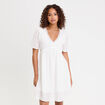 Robe évasée col V doublure viscose blanc femme