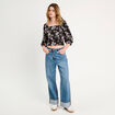 Blouse manches 3/4 noir femme