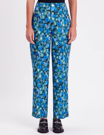 Pantalon city jambes larges vert femme