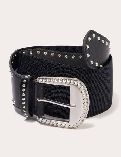 Ceinture large &agrave; d&eacute;tails clout&eacute;s noir femme