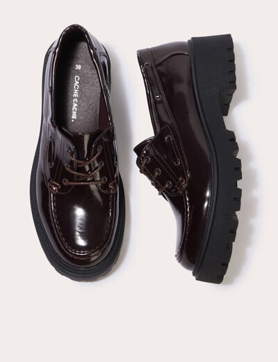 Mocassins &agrave; talon marron fonc&eacute; femme
