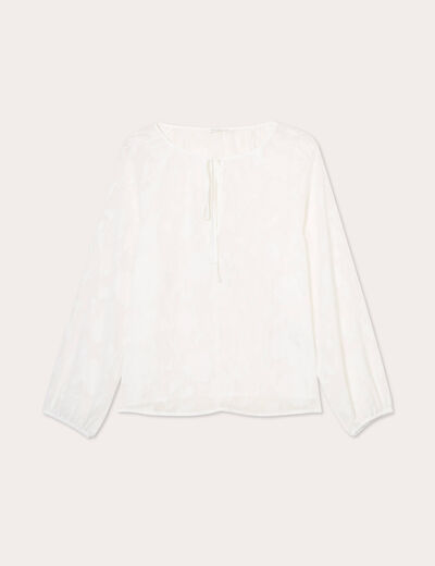 Blouse brodée ecru femme