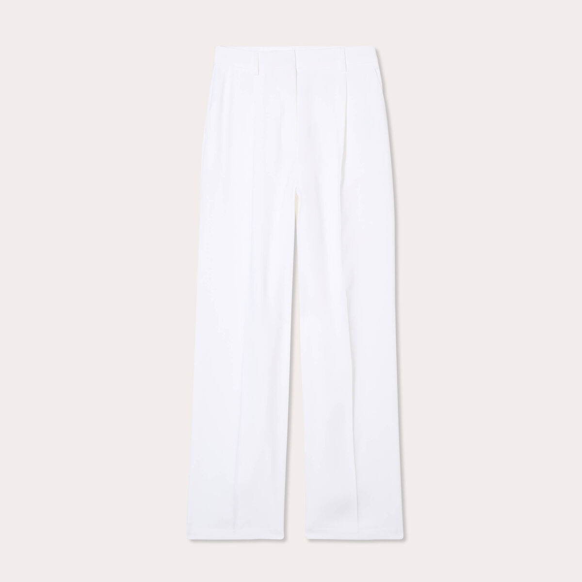 Pantalon large pinces blanc femme