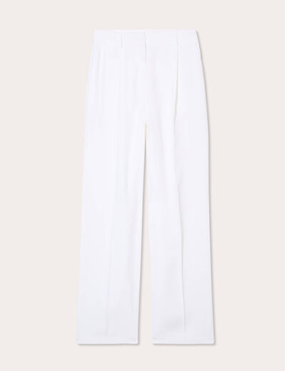 Pantalon large pinces blanc femme