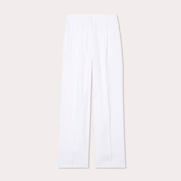 Pantalon large pinces blanc femme