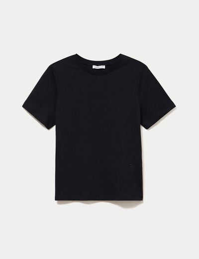 T-shirt &agrave; strass manches courtes noir femme