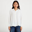 Chemise ample pliss&eacute;e manches longues ecru femme