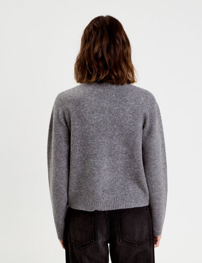 Pull avec perles gris fonc&eacute; femme