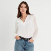 Blouse manches plumetis ecru femme