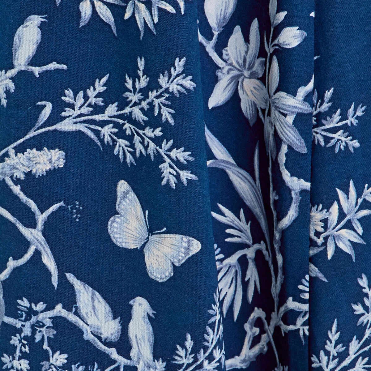 Robe chemise longue ceinturée bleu marine femme