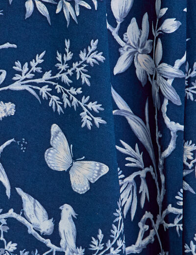 Robe chemise longue ceinturée bleu marine femme