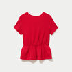 Blouse droite col v manches courtes rouge femme
