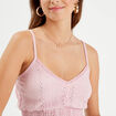 Blouse broderie anglaise rose poudrée femme