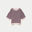 Pull ample duveteux manches courtes prune femme