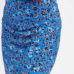Jupe moulante drapée bleu femme