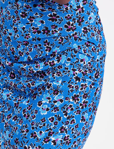 Jupe moulante drapée bleu femme