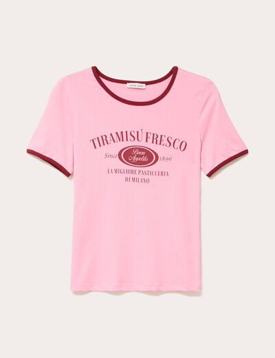 t-shirt ajusté court en coton rose femme