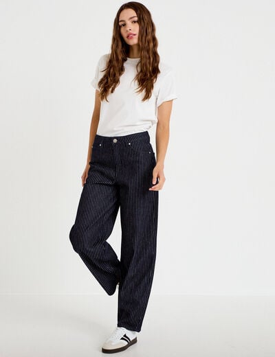 Jean barrel taille haute denim brut femme