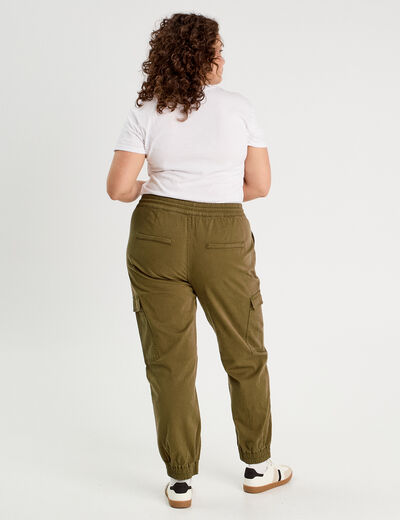 Pantalon cargo slim vert foncé femme