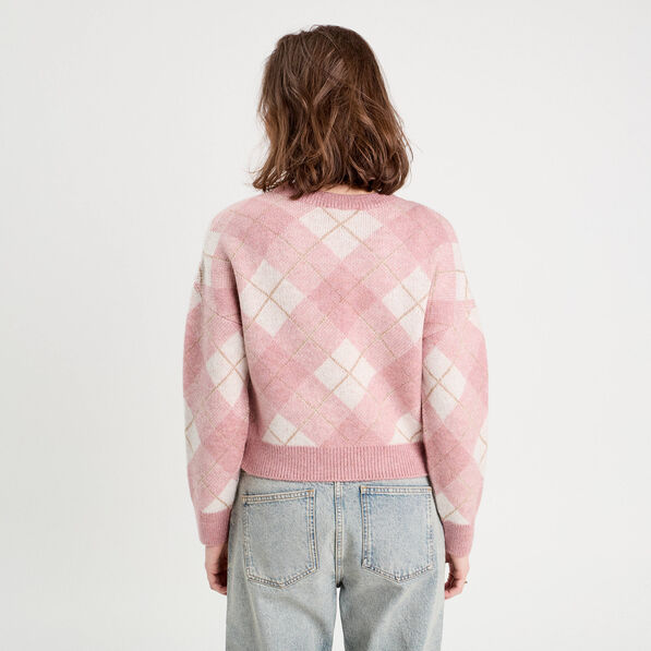 Pull manches longues rose poudrée femme