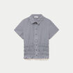 Chemise cintr&eacute;e manches courtes bleu marine femme