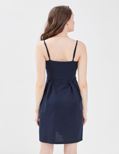 Robe évasée avec bretelles bleu marine femme