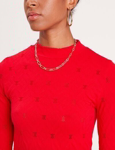 T-shirt sans couture cintré rouge femme
