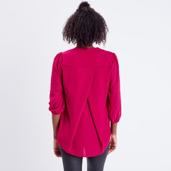 blouse manches 34 rouge fonce femme Blouse manches 3/4 rouge foncé femme
