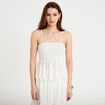 Top bi-mati&egrave;re &agrave; bretelles blanc femme