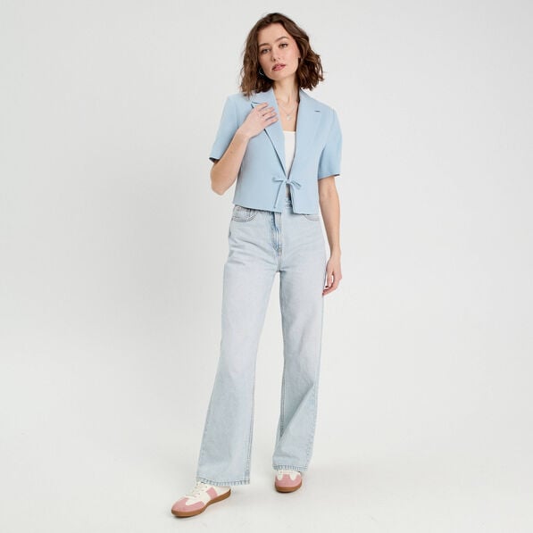 veste blazer manches courtes bleu clair femme Veste blazer manches courtes bleu clair femme