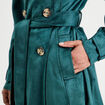 Trench long cintré suédine bleu canard femme