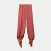 Pantalon large taille standard satin&eacute; vieux rose femme