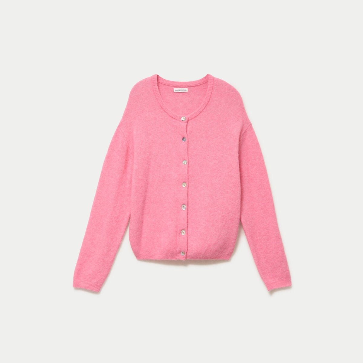 Gilet manches longues rose vif femme
