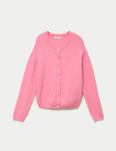 Gilet manches longues rose vif femme