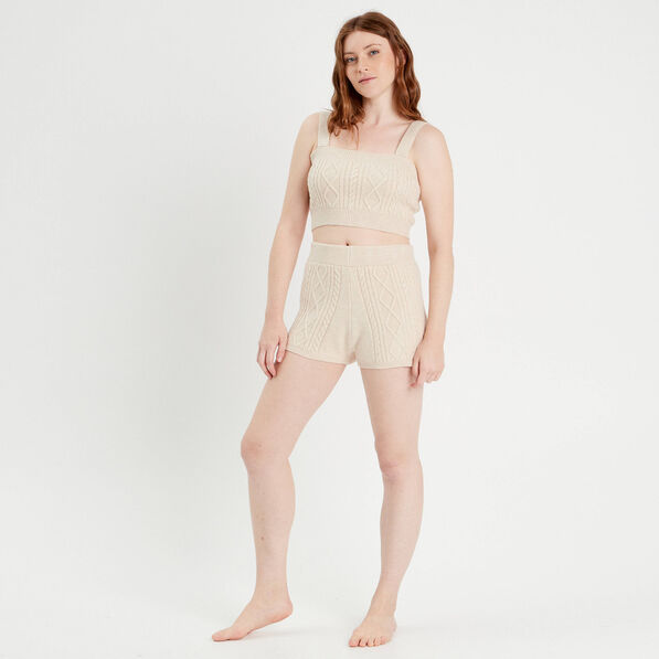 bustier tricot torsades beige femme Bustier tricot torsades beige femme