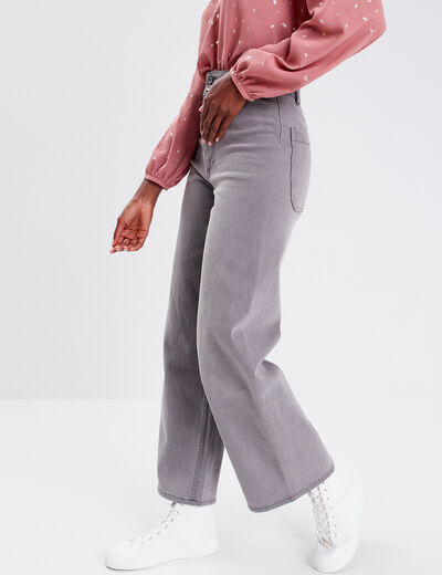 Jeans wide leg denim gris femme