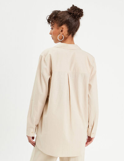 Chemise mélange lin beige femme