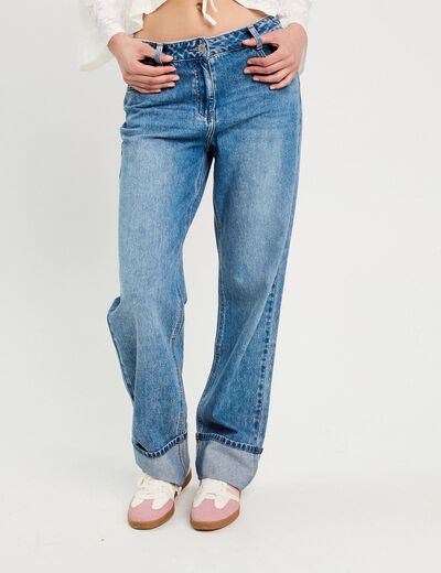 Jeans droit denim double stone femme