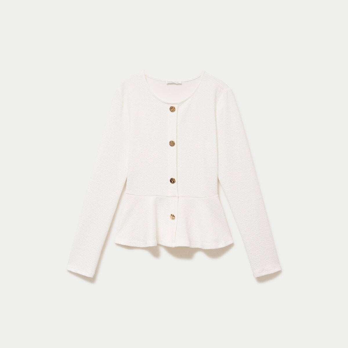 Top p&eacute;plum ajust&eacute; manches longues ecru femme