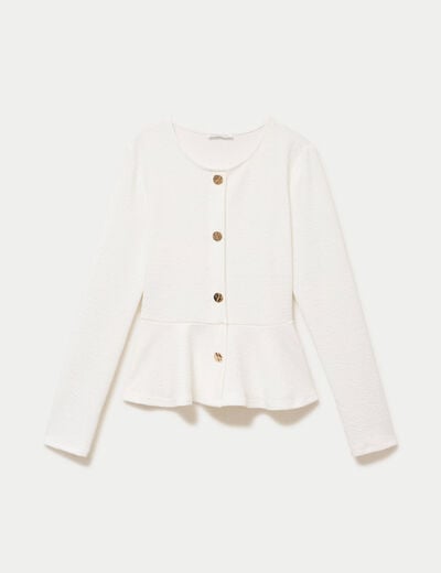 Top p&eacute;plum ajust&eacute; manches longues ecru femme
