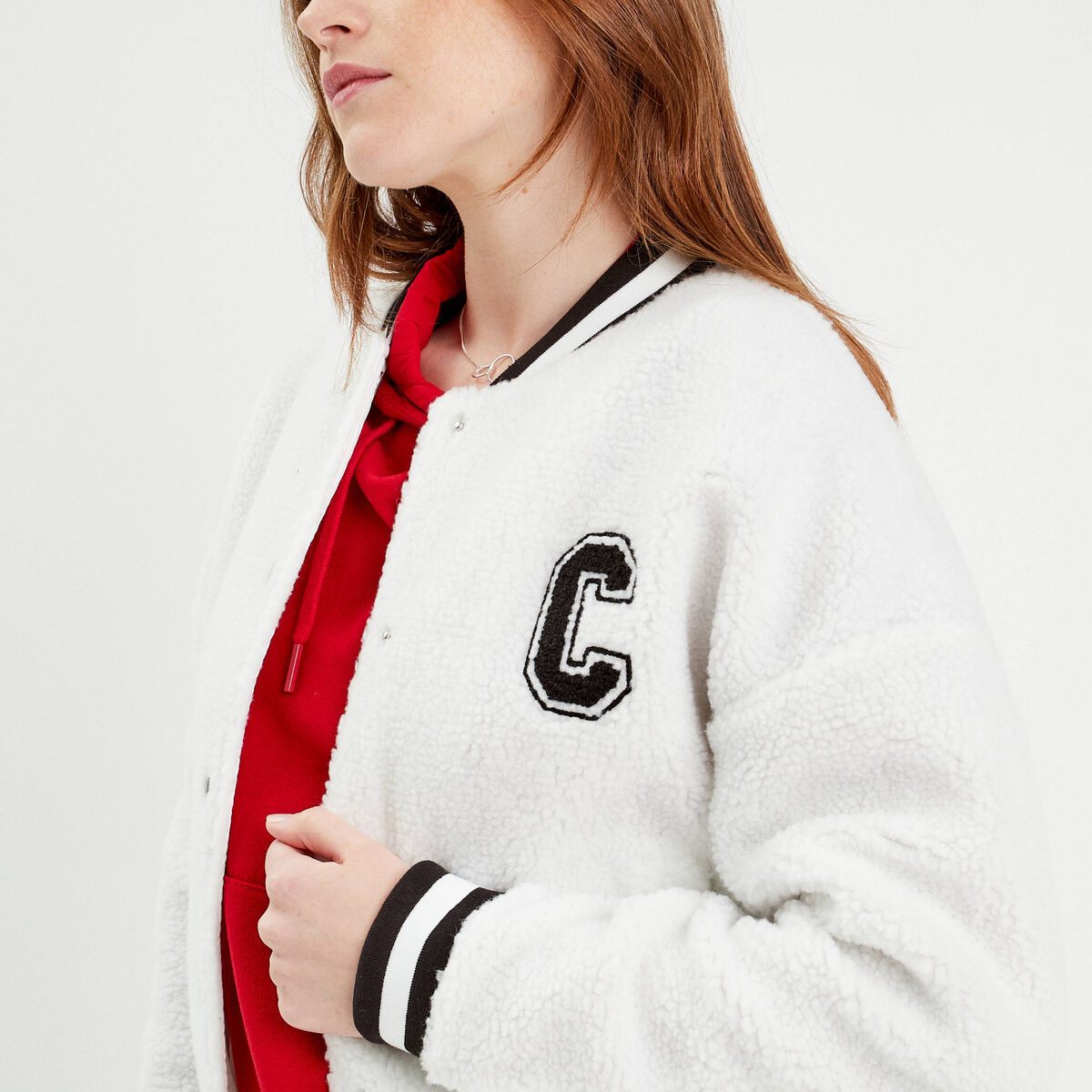 Gilet effet polaire ecru femme