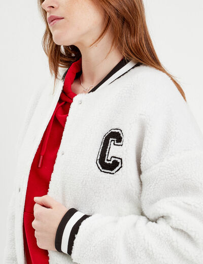Gilet effet polaire ecru femme