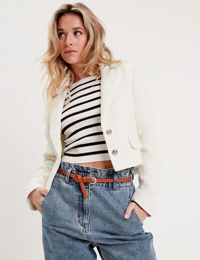 Veste blazer cintrée ecru femme